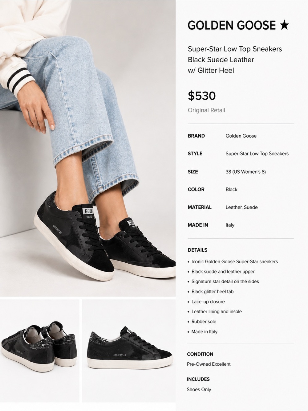 Golden Goose Black Suede & Leather Super-Star Women’s Sneakers